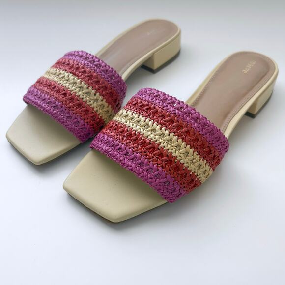 Anthropologie Maeve The Coralie Woven Mule Slide Sandals Size 36 US 5-5.5 Pink - Picture 3 of 9